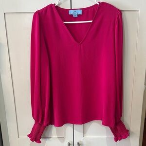 Fuschia Pink V-Neck Blouse